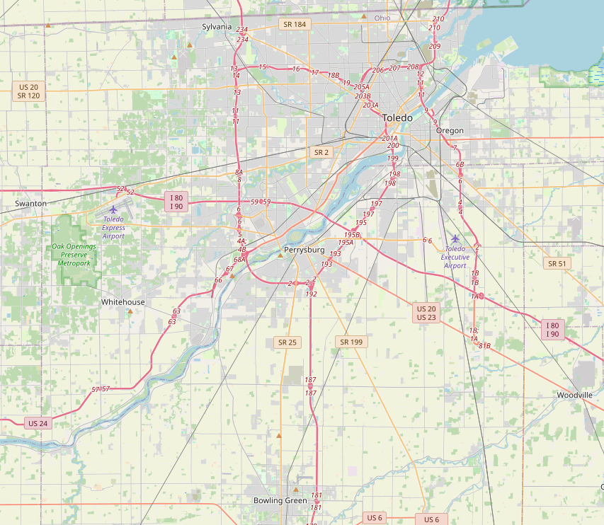 Map of a section of northwest Ohio